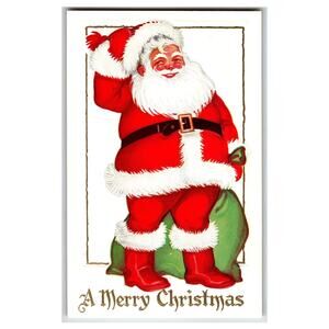 Vintage Embossed Santa Claus Merry Christmas Postcard 1 Cent Stamp